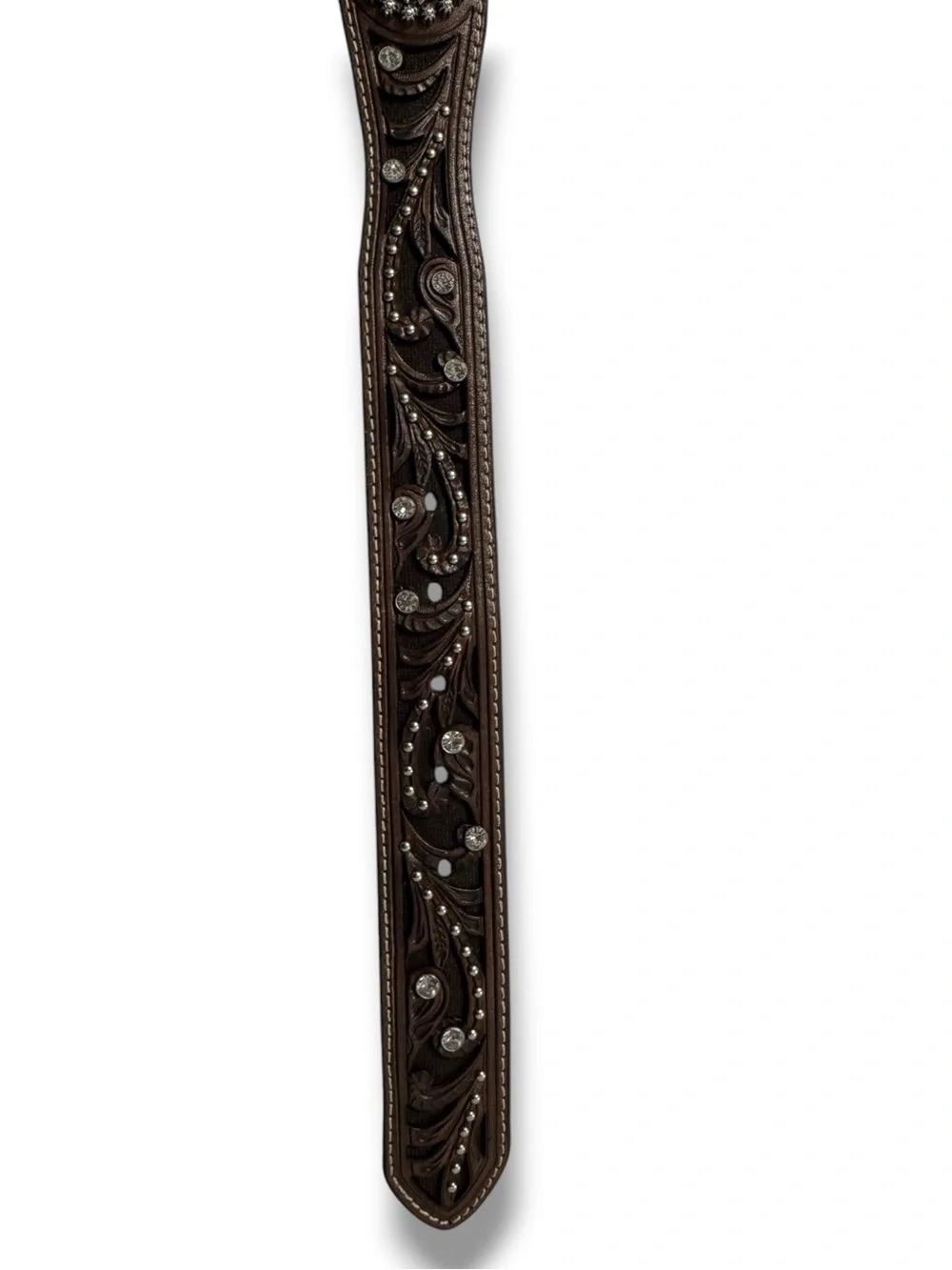 Ariat Women’s Brown Leather Belt Scroll Inlay Crystal Western Cowgirl A1513003 M